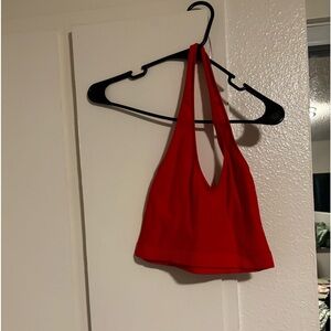 Thrifted cropped red halter top. Size small.